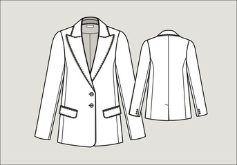 Women's Classic Jacket Technical Flat Sketch