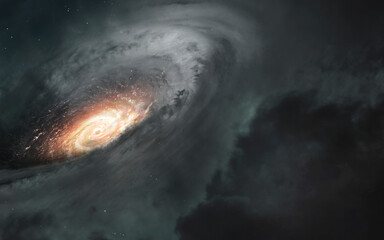Wall Mural - 3d illustration of huge black hole warps space around. 5k realistic science fiction art. elements of
