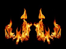 A Beautiful Flame Shaped As Imagined. Like From Hell, Showing A Dangerous And Fiery Fervor, Black Background.