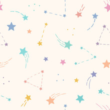 Colorful Shooting Stars Seamless Vector Pattern