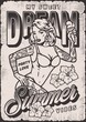 Summer girl posterer monochrome vintage