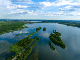 Wall Mural - Pogoria IV lake in Dabrowa Gornicza Aerial View. Popular tourist destination in Zaglebie. Silesian Voivodeship, Poland. 