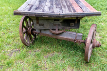 Old Village Cart Front View. An Ancient Means Of Transportation