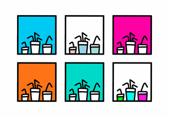 Poster - Set of drinks hand drawn vector illustration in cartoon doodle style