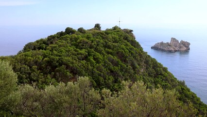 Poster - Skeludi islet seen from mount in Palaiokastritsa village, Corfu Island, Greece