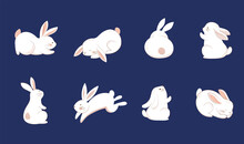 Collection Of Cute Bunnies, Rabbits For Mid Autumn Festival, Easter, Chinese New Year And Nursery Decor