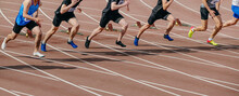 Group Athletes Runners Start Running In Sprint