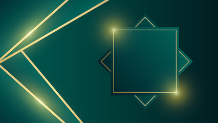Wall Mural - Abstract green and gold background poster. Vector illustration.