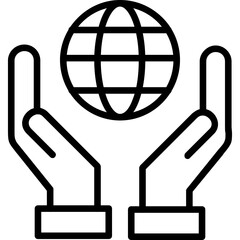 hand with earth icon