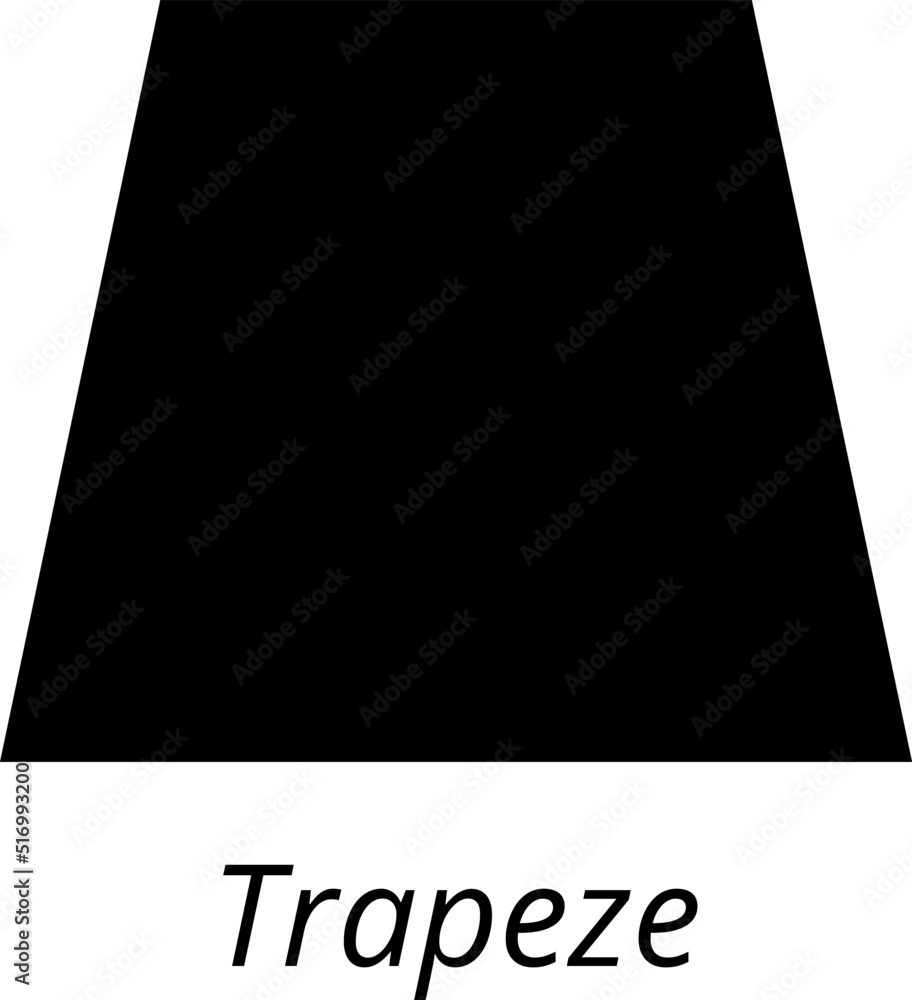 Trapeze Geometric shape. Vector illustration of basic geometric figure. Understanding of geometry poster for teaching and learning in school. Vector illustration isolated on white background.