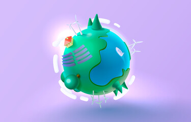 Ecology energy planet earth, eco electricity banner. Vector