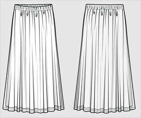 perma pleat chiffon skirts for women and teens in editable vector file