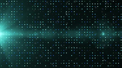 Wall Mural - Motion graphic background animation, Futuristic mysterious flowing digital particles wave de-focus virtual reality abstract cyber space environment background.