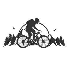 Sticker - Mountain Bike Icon Silhouette Illustration. MTB Vector Graphic Pictogram Symbol Clip Art. Doodle Sketch Black Sign.