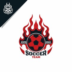 football illustration with red fire for emblem logo or icon