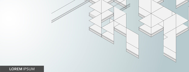 Leinwandbilder - Futuristic tile network and mosaic geometric construction. Honeycomb pattern on white background. Vector connet polygonal shapes