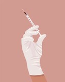 Fototapeta Tulipany - Nurse hand holding a syringe. Beauty injection concept illustration