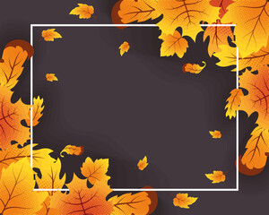 Poster - autumn season leafs square frame