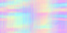Seamless Trendy Iridescent Rainbow Corrugated Ribbed Glass Background Texture. Soft Pastel Holographic Frosted Window Refraction Pattern. Modern Blurry Pearlescent Unicorn Foil Abstract 3D Rendering.