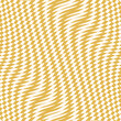 Vector seamless pattern with optical illusion effect. Simple abstract background with distorted checkered grid. Op art texture. Deformed surface. Yellow color. Retro vintage style repeat geo design