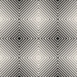 Vector halftone pattern. Abstract seamless background with diagonal half tone zigzag stripes in rhombus form. Texture with wavy zig zag lines, chevron. Black and white stylish ornament. Repeat design