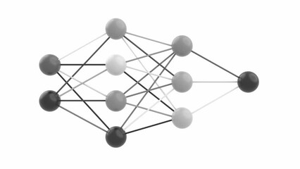 artificial neural network, 3d representation of a computer neuron system, can be used to represent machine learning, ai mind or network programming