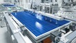 © IM Imagery - Solar Panel Production Process at Modern Bright Automated Factory. Robot Arm on Assembly Line is Moving Solar Panel During Manufacturing.