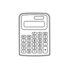 Calculator Outline Icon Illustration on White Background