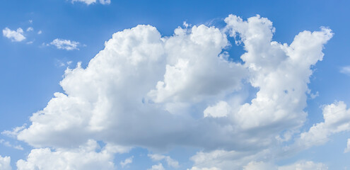 Wall Mural - Beautiful white cloud on clear blue sky, nature concept background, weather and season, outdoor daylight