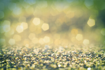 Wall Mural - gold glittering christmas lights. blurred abstract background