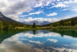 Fototapeta Na ścianę - Panoramic Reflections On Cascade Ponds In Banff