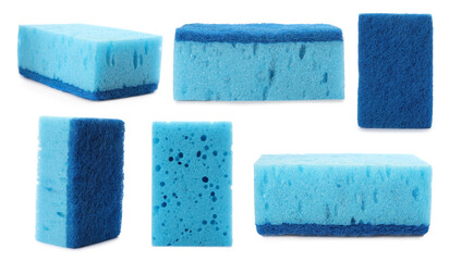 Poster - Set with cleaning sponges on white background. Banner design