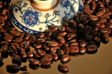  Coffee Beans in chinese teacup