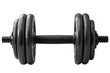 Heavy steel dumbbell isolate on white background with clipping path cut out concept for resistance training routine, physical strength increase, fitness improvement and muscle building exercises