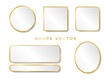 © Koi - simple 3D white and gold shape board or frame vector on grey background with the circle, ellipse, the square can be put text or product on frame