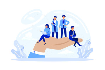 Trade union concept. Employees care idea. Employees wellbeing. flat vector illustration