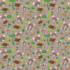 Canvas Print - Cute mouse seamless pattern