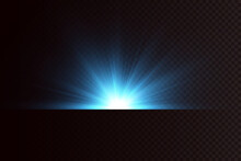 Glow Effect. Blue Glowing Particles, Stars. Vector Illustration.
