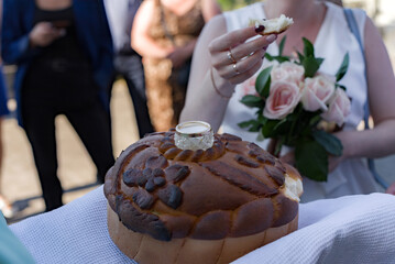 Wedding loaf, Bread and salt, Russian and Ukrainian tradition wedding culture