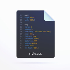 Wall Mural - css - flat vector icon. cascading style sheets file document concept with real structured id and ele