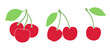 Vector Set of berries, a cherry, couple of cheries, a bunch - colorful icons on white background  images