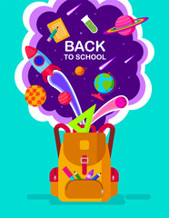 Wall Mural - back to school, template banner, bag , kids concept vector illustration