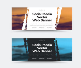 Wall Mural - standard size vector web banner template, with white, black background, horizontal booklet with spac