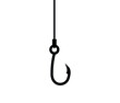 Fishing rod drawing web icon, black and white logo