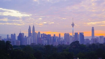 Wall Mural - Timelapse of Kuala Lumpur city during sunrise.  Tilt Up effect