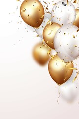 Sticker - Celebration background with gold confetti and balloons