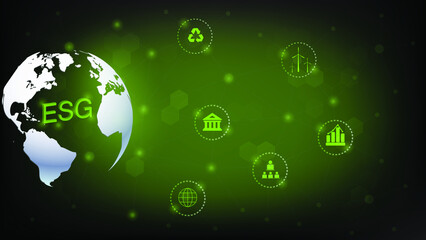 Wall Mural - sustainable business or green business vector illustration background with connection icon concept r