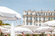 Nice, France-June 2022: A beautiful liberty architecture building acing the seaside