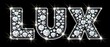Letters LUX made from sparkling diamonds nector