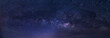 Panorama view universe space and milky way galaxy with stars on night sky background.